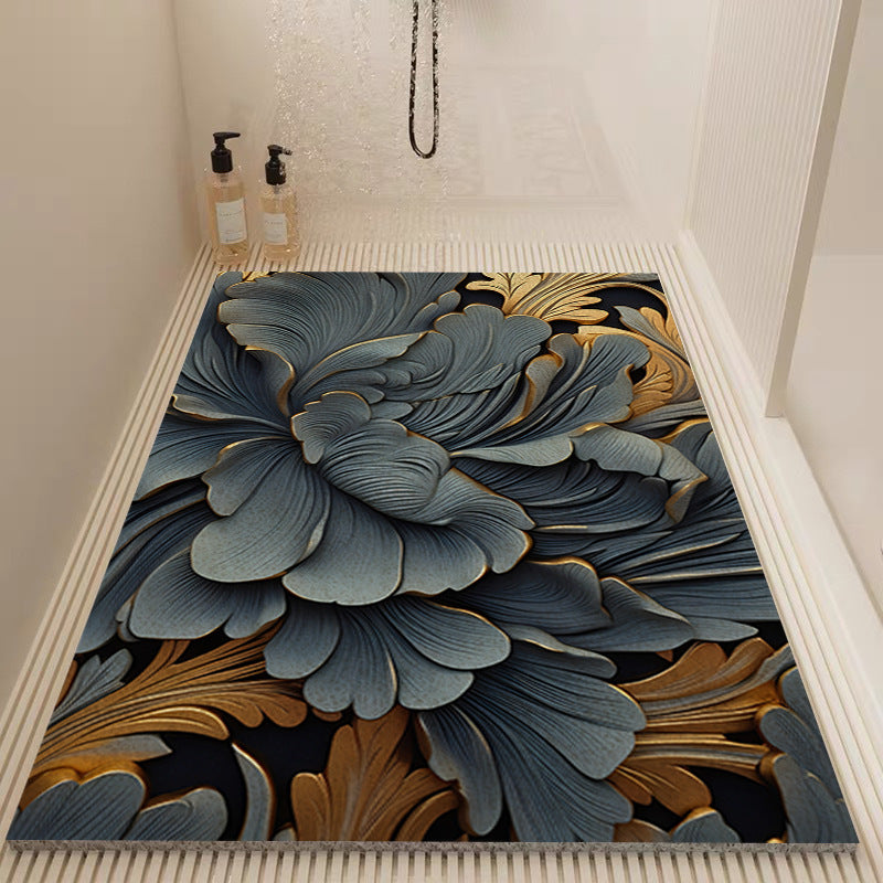 Elegant Floral Patterned Bath Mat Kalsten