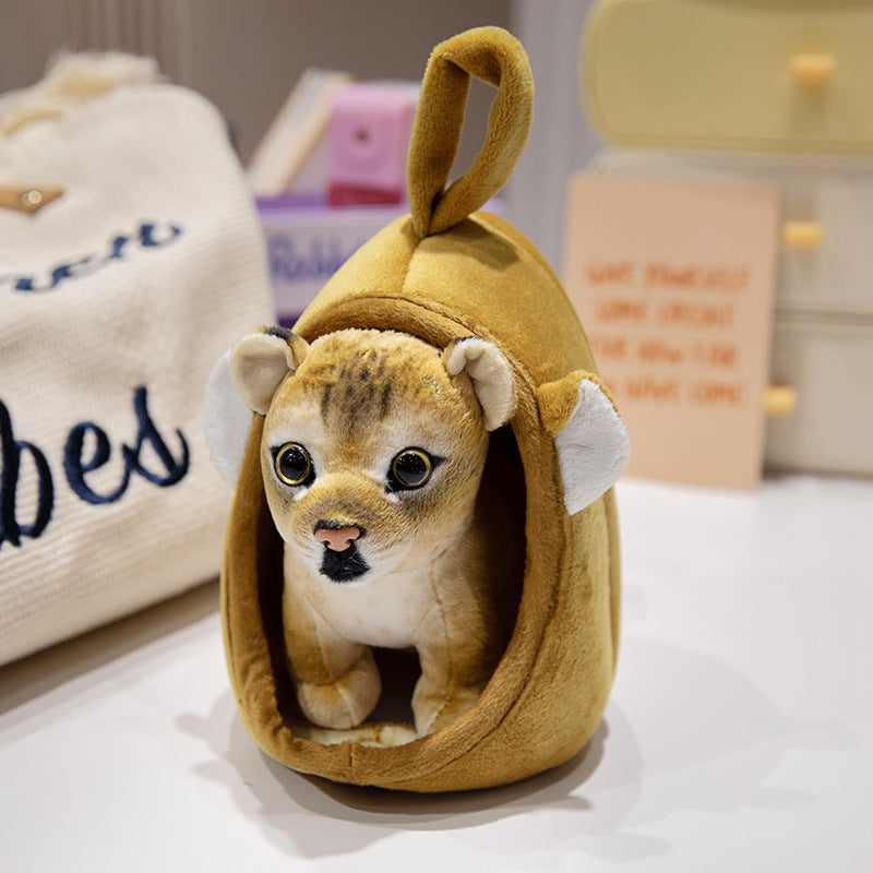Plush Tiger Peekaboo Nest Comforter Toy with Hooded Pocket and Removable Cub Kalsten