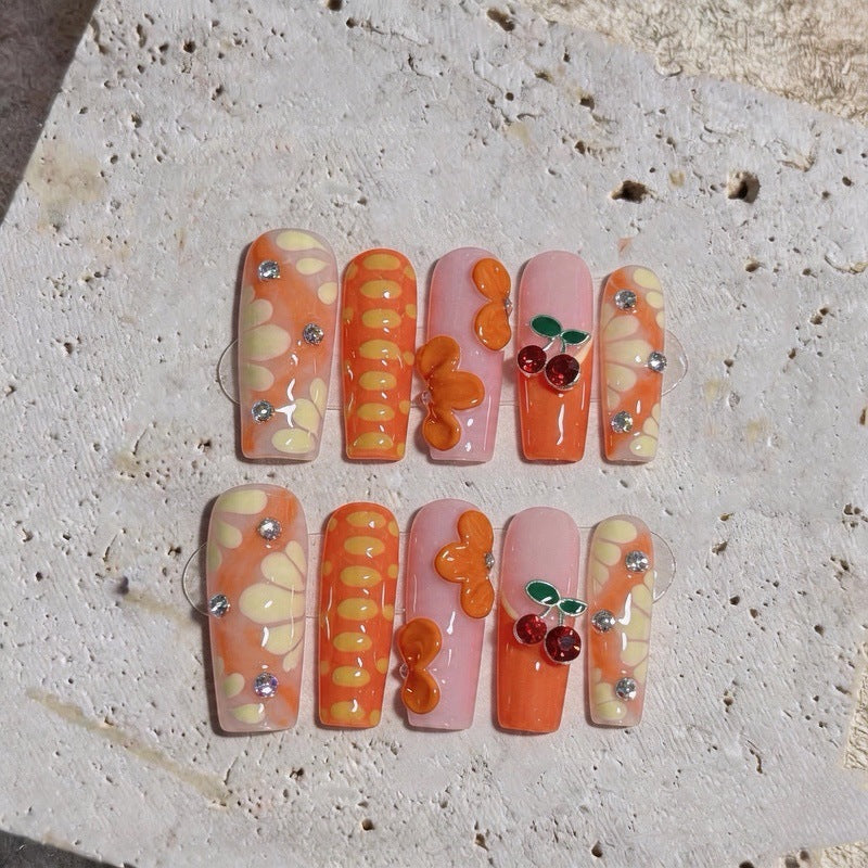 Artistic 3D Floral Press-On Nail Set