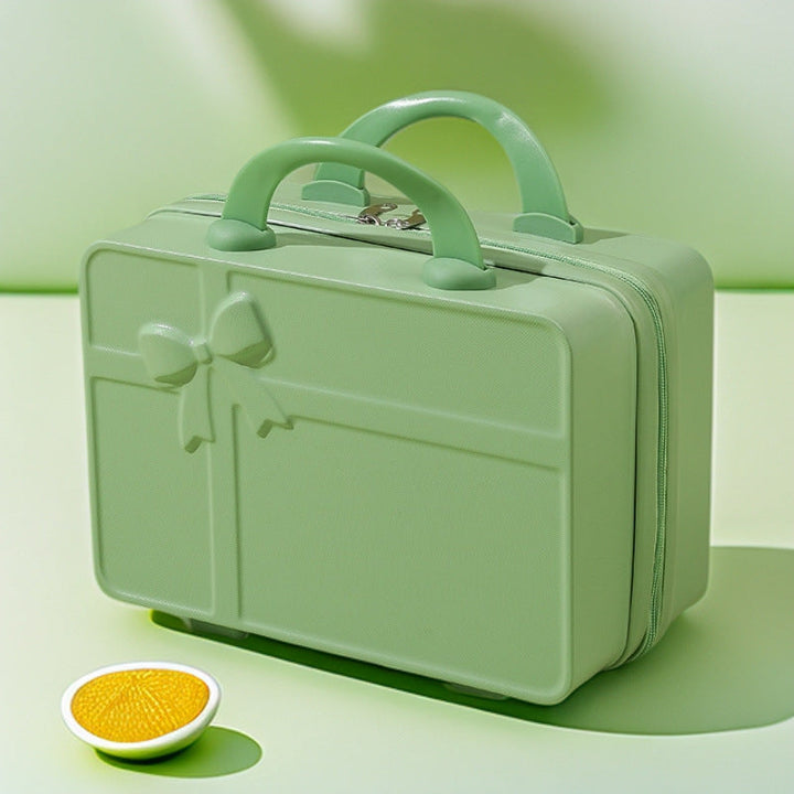structured hard-shell cosmetic travel case with embossed bow and dual top handles Kalsten