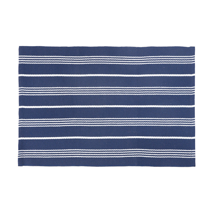 Striped Flat-Woven Cotton Rug in Kilim Style Kalsten