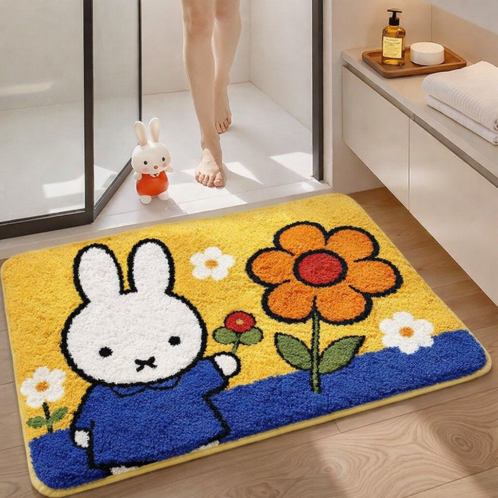 Playful Cartoon Bunny Bath Mat Kalsten