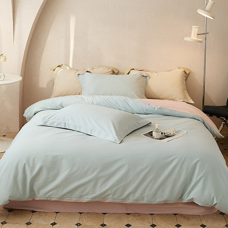 Bedding set made of premium cotton blend fabric reversible design with hidden zipper