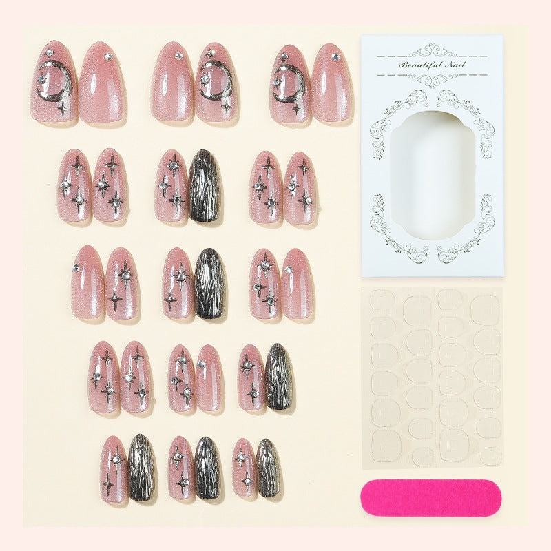 Artificial nail set with sparkling star and moon motifs Kalsten