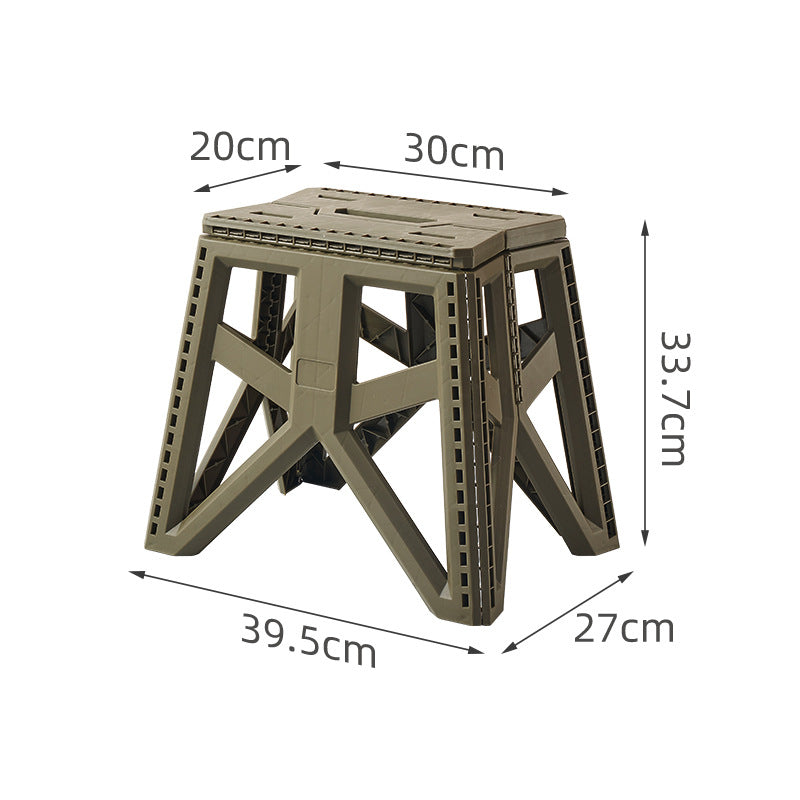 Compact foldable step stool made of shatterproof plastic with carrying handle and non-slip feet