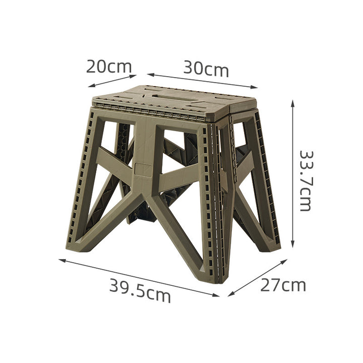 Compact foldable step stool made of shatterproof plastic with carrying handle and non-slip feet