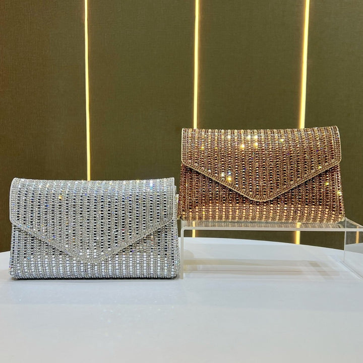 Decorative Crystal-Studded Evening Clutch