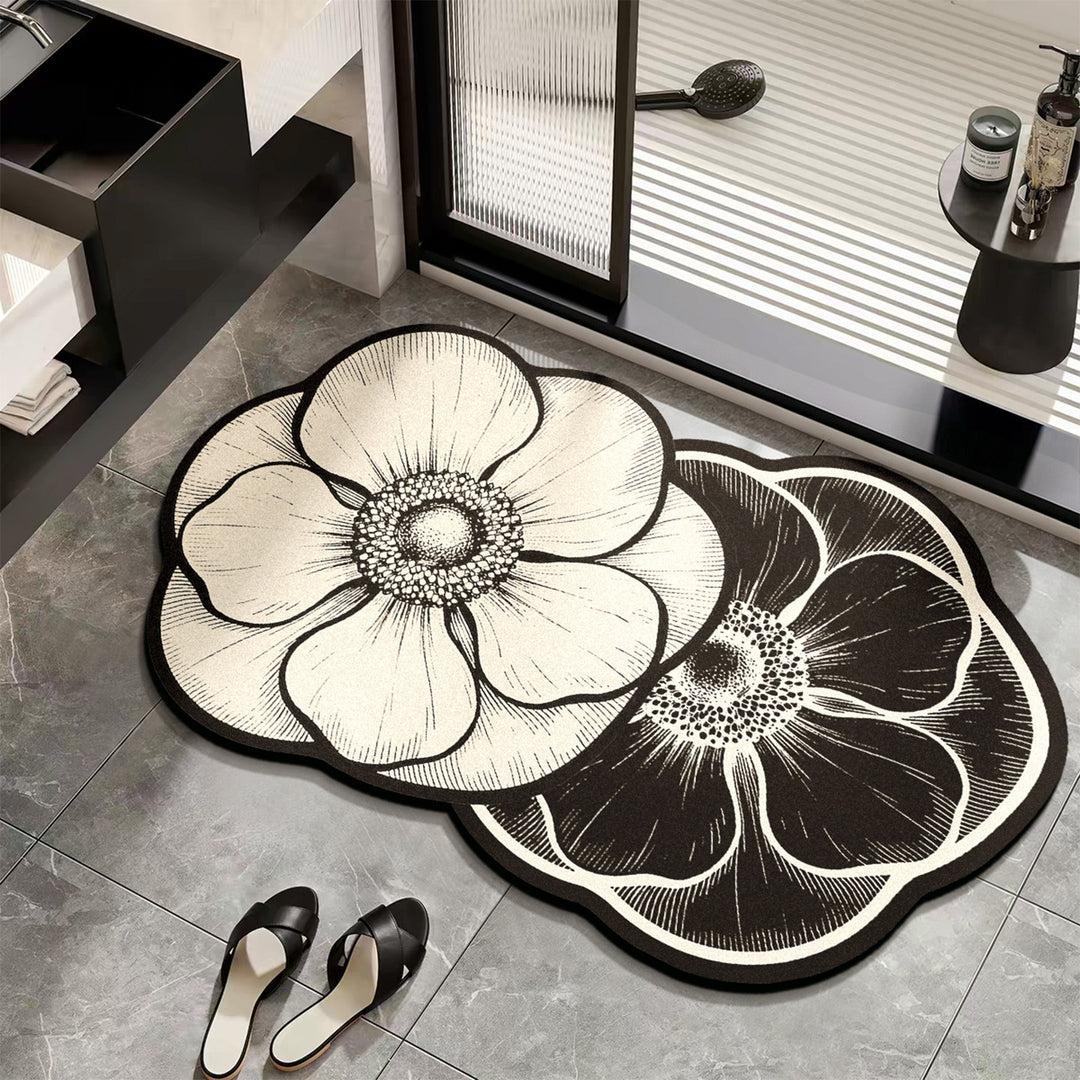 Elegant Floral Design Bath Mat for Bathrooms