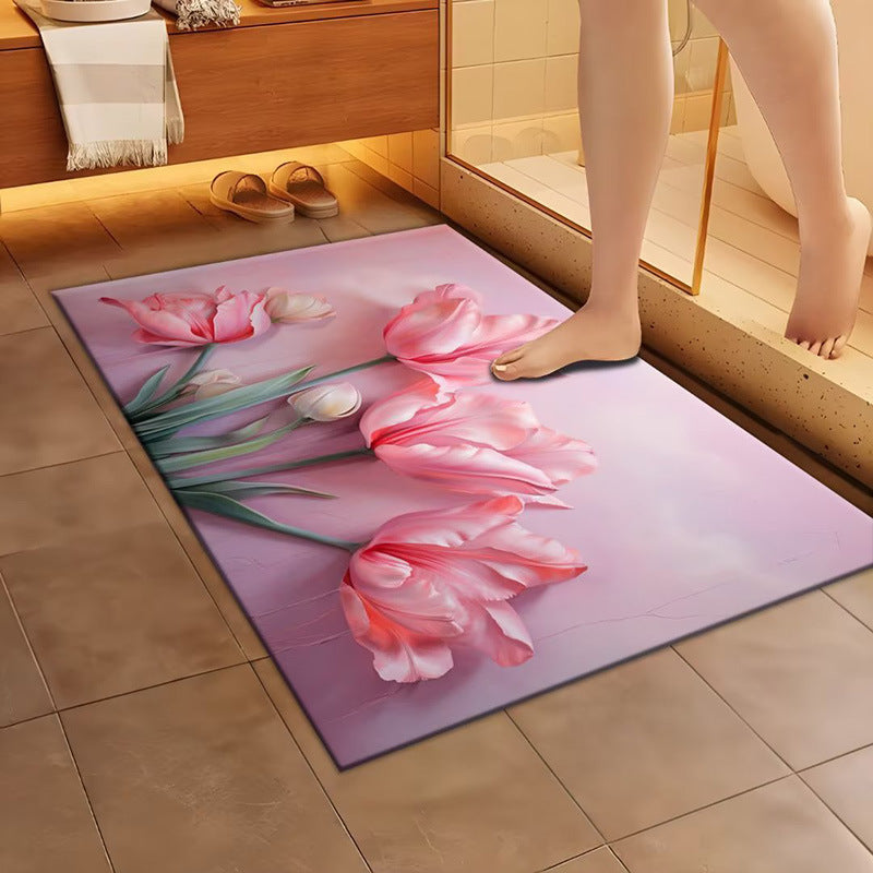 Artistic Floral Design Bath Mat Kalsten