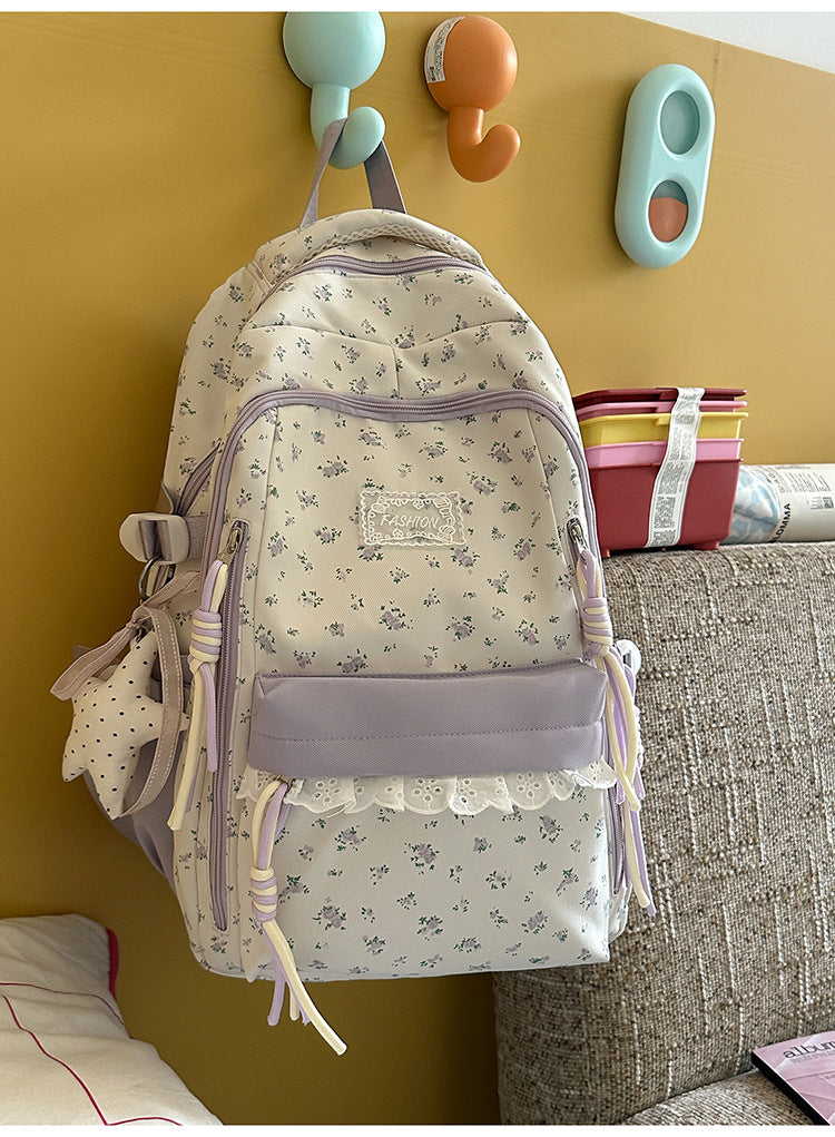 Floral Print School Backpack