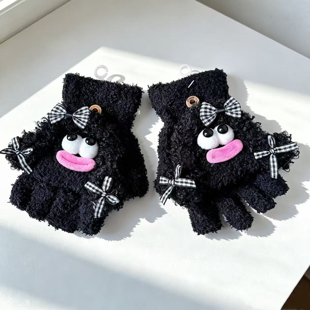 Cute Plush Character Fingerless Gloves Kalsten