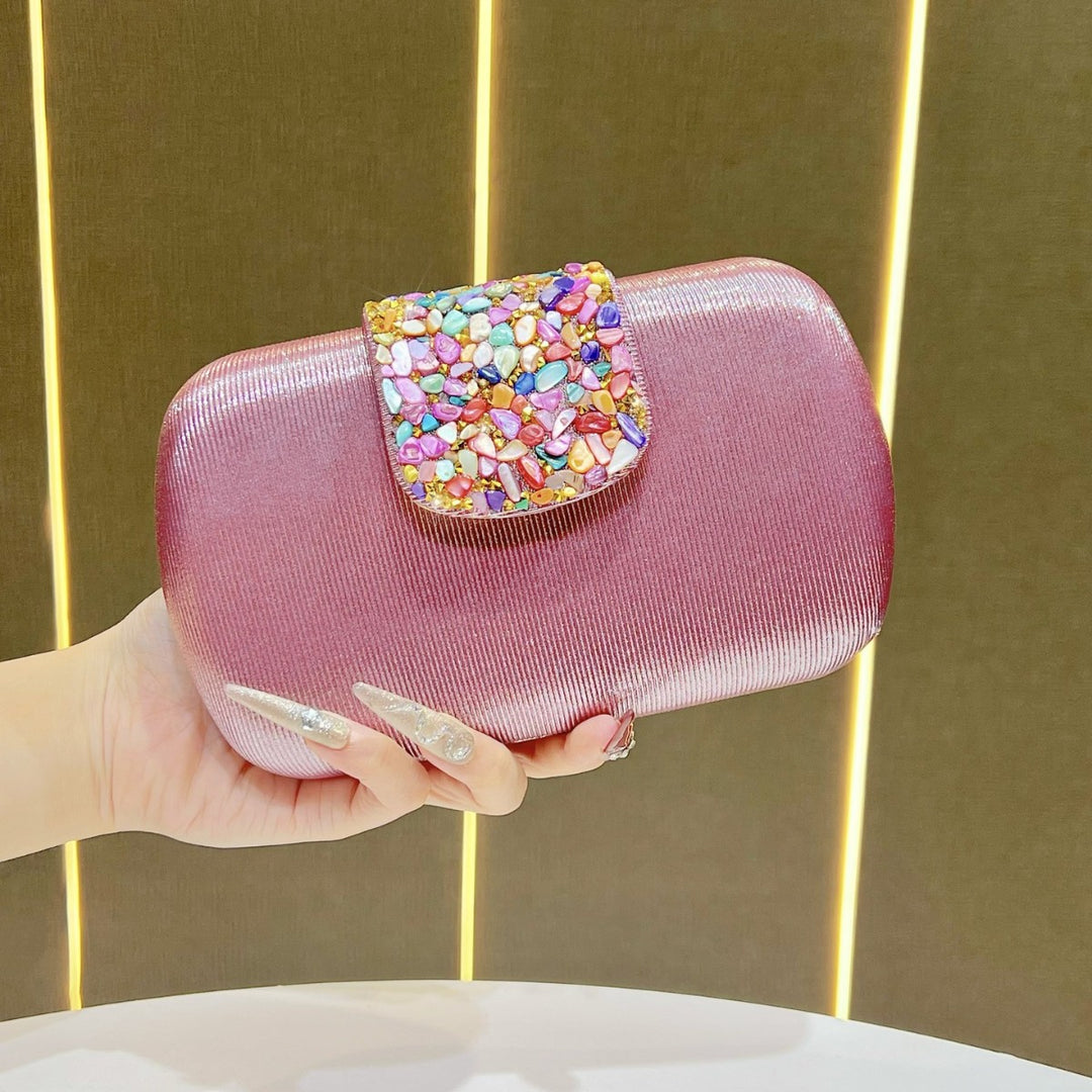 Rhinestone-Decorated Evening Clutch