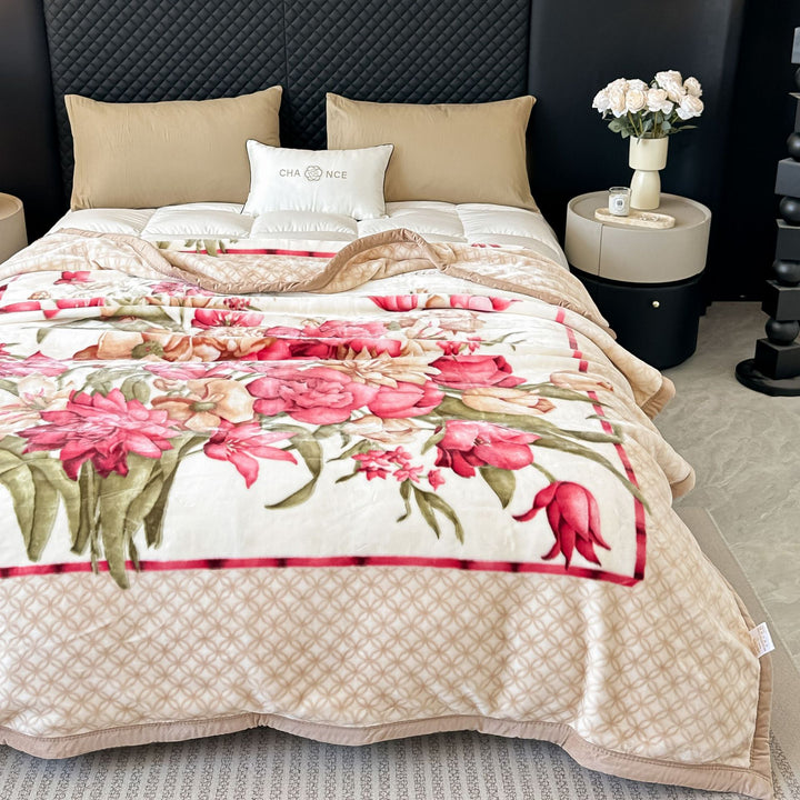 Floral Patterned Fleece Throw Blanket Kalsten