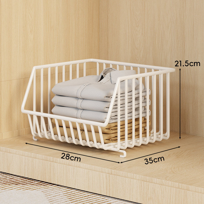 Three-Tier Stackable Wire Closet Basket Organizer