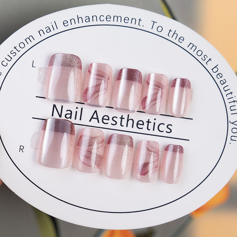 Elegant Press-On Nail Set with Artistic Swirl Design