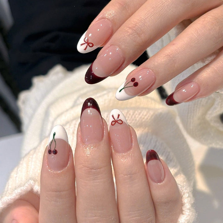 Floral Accent Press-On Nail Art Design