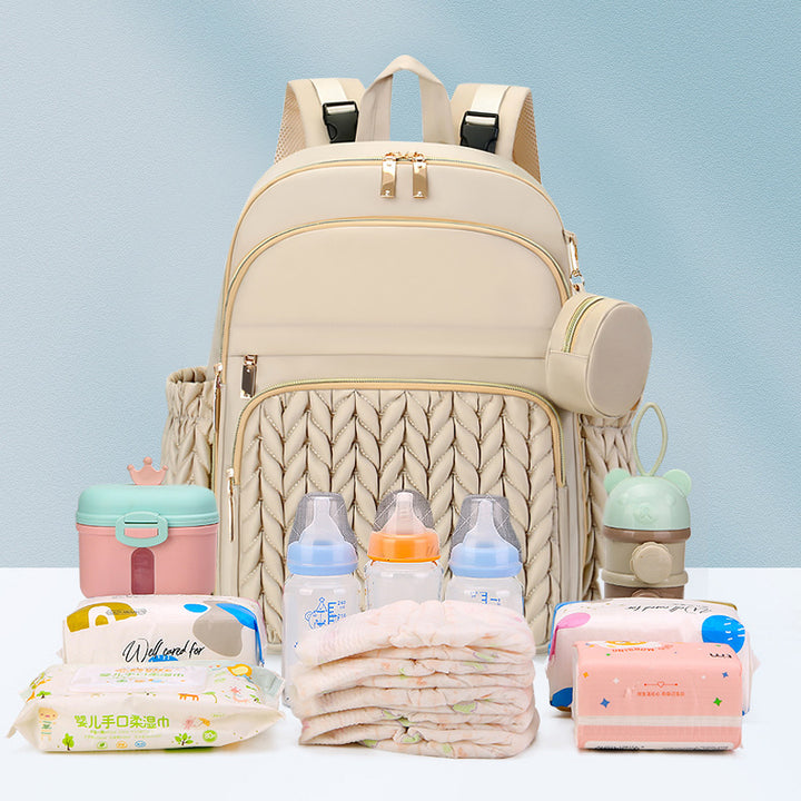 Chic Multi-Compartment Backpack with Stylish Braided Design Kalsten