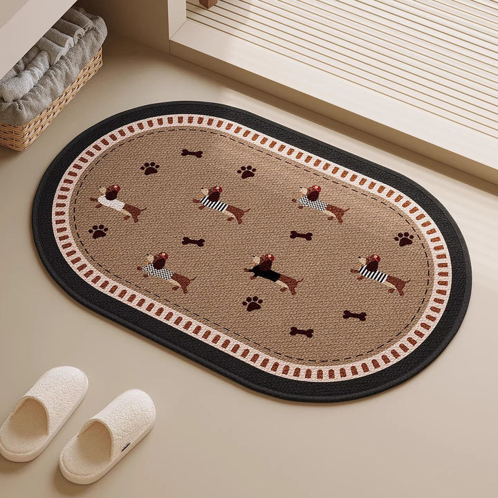 Decorative Bath Rug with Whimsical Dog Design