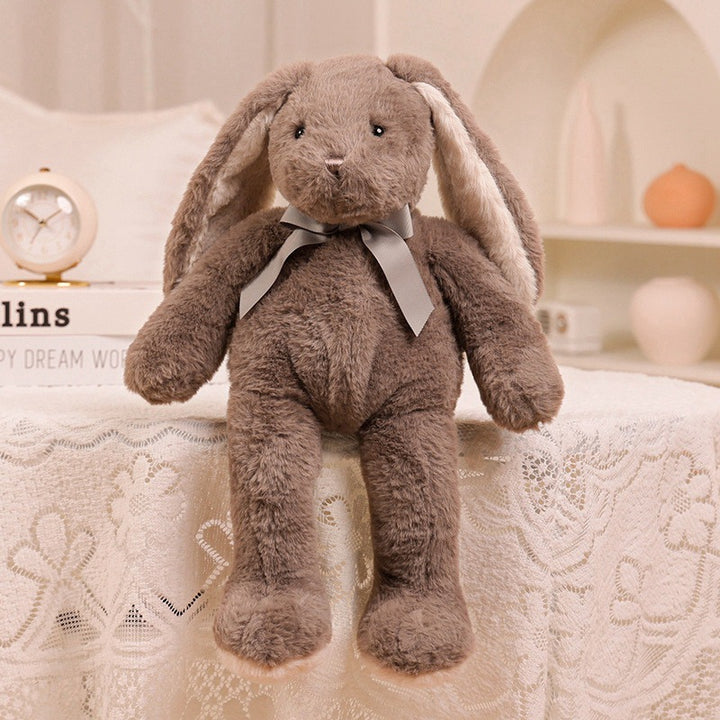 Plush Long-Eared Sitting Bunny Soft Toy with Ribbon Neck and Ultra-Soft Faux Fur Kalsten