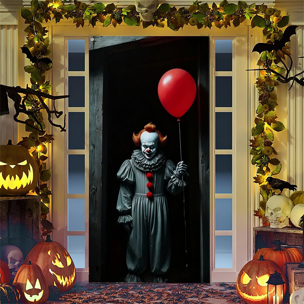 Halloween door poster with large-format Grim Reaper illustration and reusable PVC tarp fabric