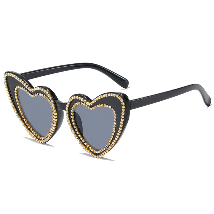 Women's Heart-Shaped Sunglasses with Glitter Accents Kalsten