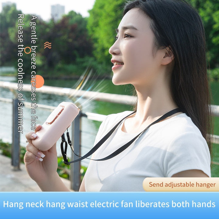 Women's nan compact rechargeable portable handheld fan with built in powerbank and foldable stand Kalsten