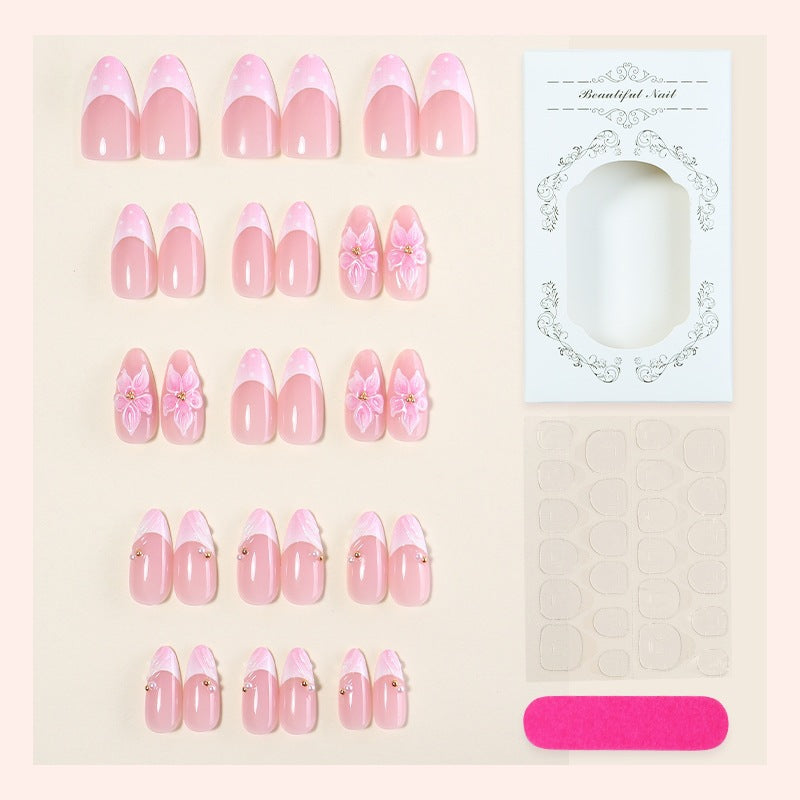 Artificial nail set with romantic flowers and elegant design accents Kalsten