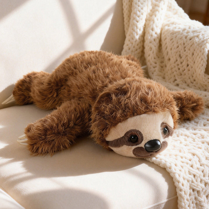 Lifelike Lying Sloth Plush Cushion Toy with Ultra-Soft Faux Fur and Cuddly Filling Kalsten
