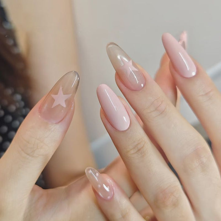 Artificial nails with elegant ombre effect and glitter coating Kalsten