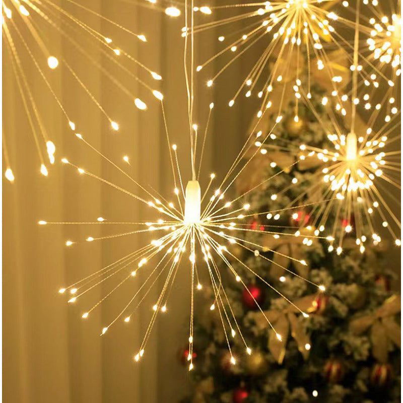 LED Starburst Hanging Pendant Light Decoration With Fiber-Optic Spokes Kalsten