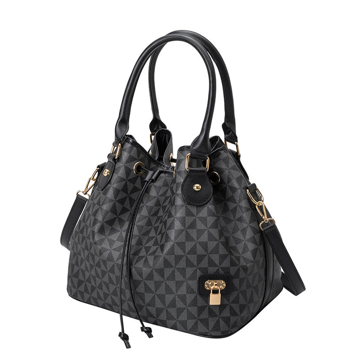 Elegant Geometric Patterned Bucket Bag