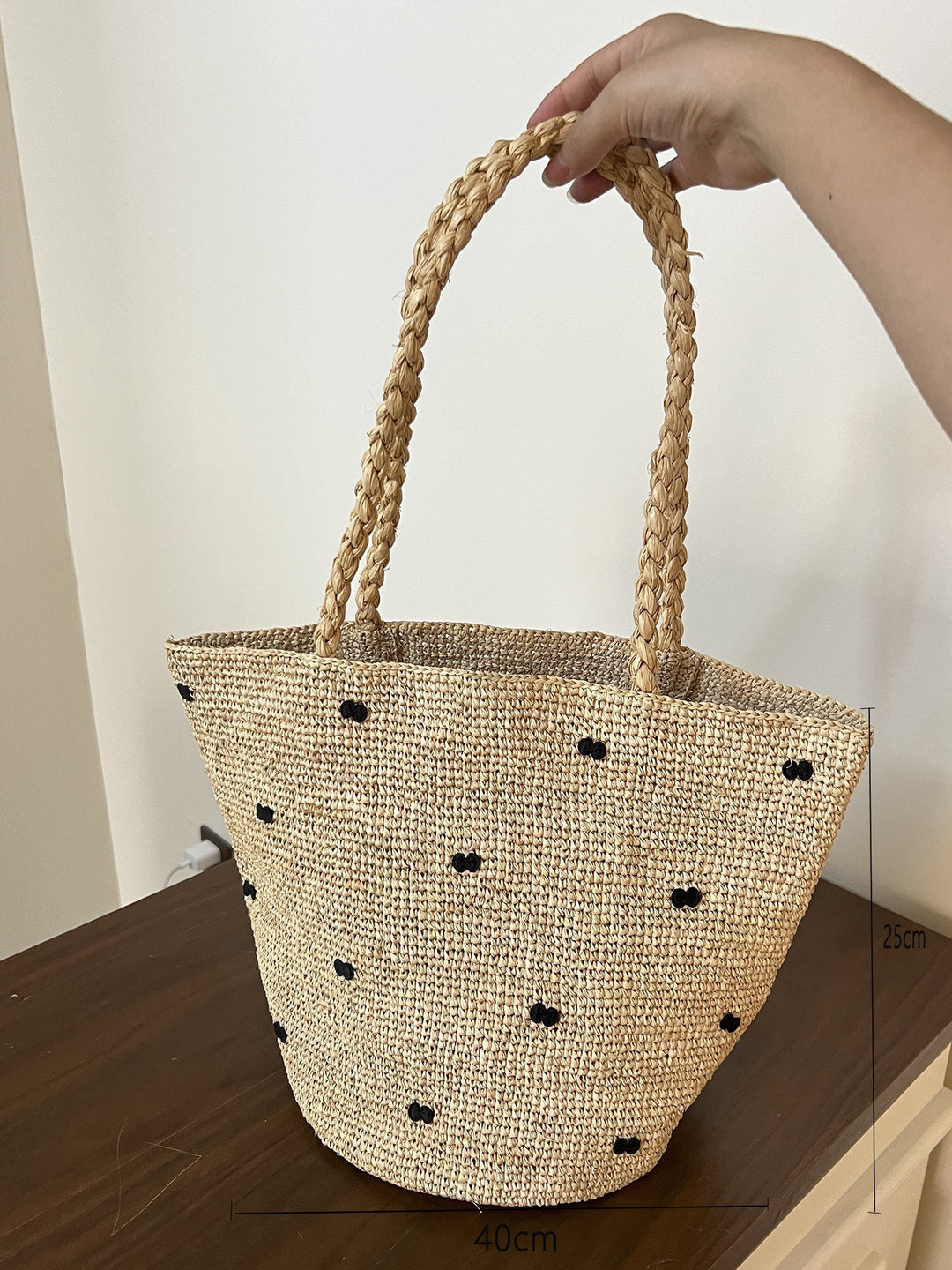 Handmade basket bag with braided handle Kalsten