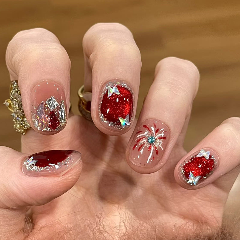 Glamorous artificial nail tips with 3D flower and crystal embellishments Kalsten