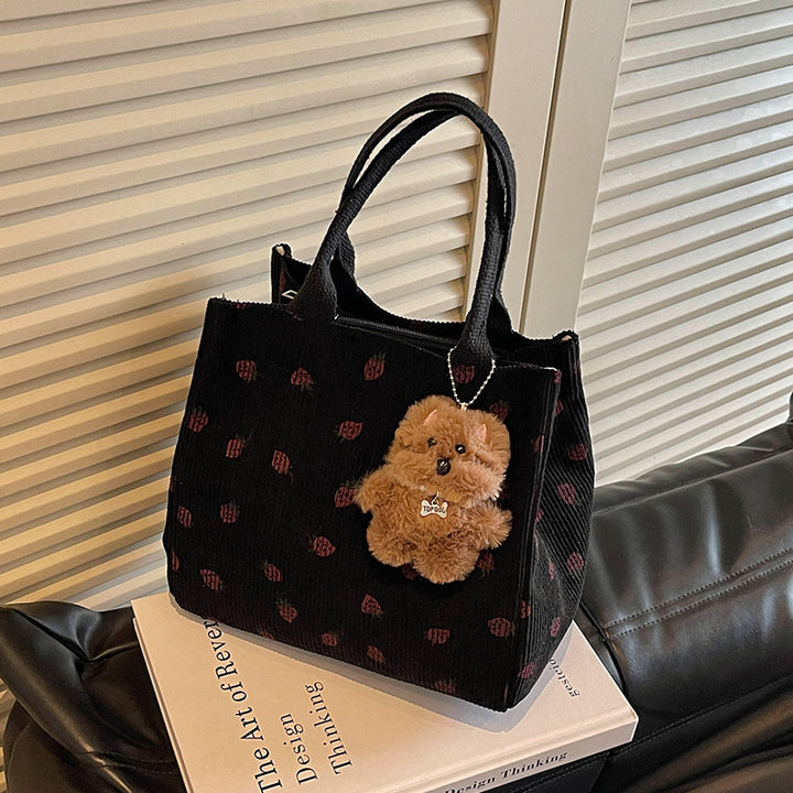 Cute Strawberry Print Fabric Tote Bag