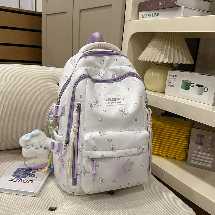 Stylish Star-Embellished School Backpack Kalsten