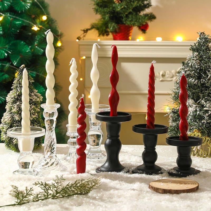 Hand-Poured Sculptural Twisted Taper Candle for Home Decor