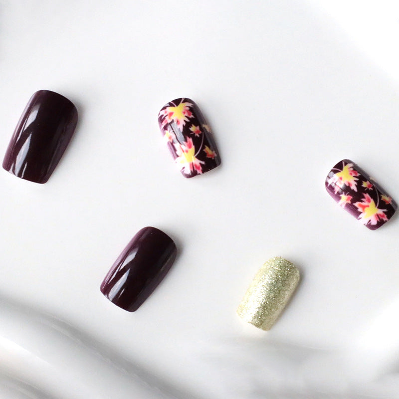 Decorative Fall-Themed Acrylic Nail Enhancements Kalsten