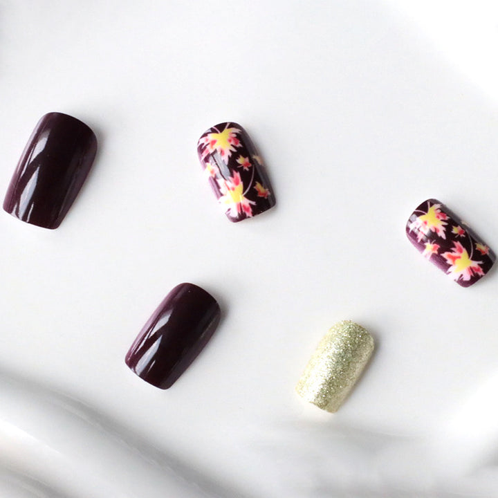 Decorative Fall-Themed Acrylic Nail Enhancements Kalsten