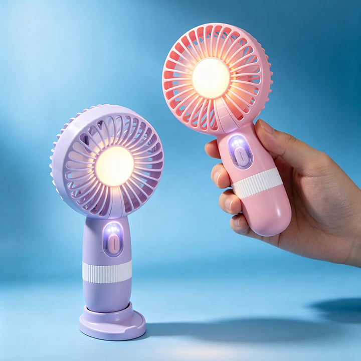 Ladies portable USB hand fan with LED light and digital temperature display Kalsten