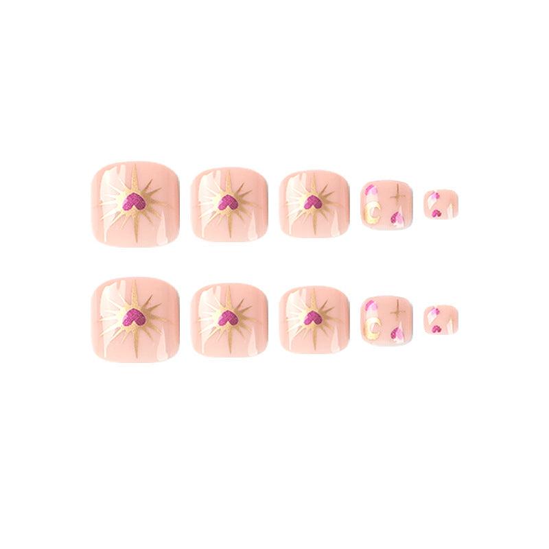 Artistic toenail art with heart and flower design Kalsten