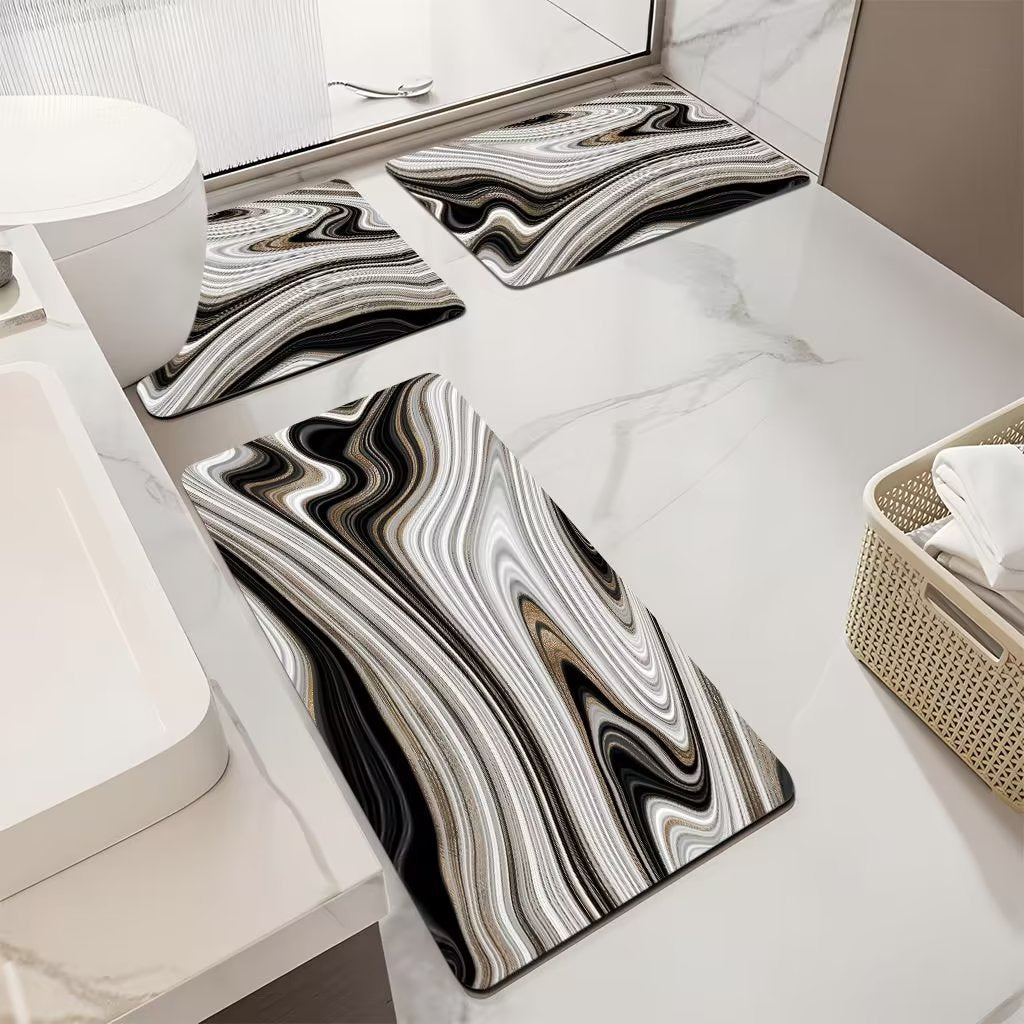 Luxurious Marble Pattern Bath Mat Set Kalsten