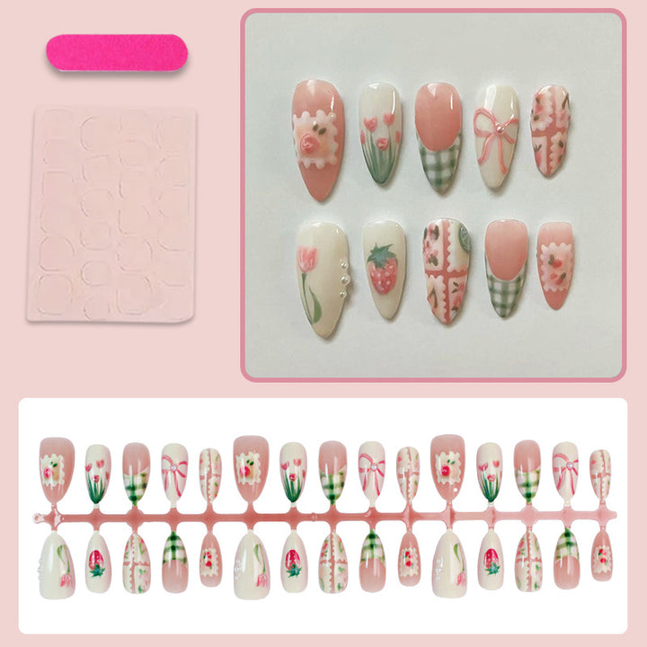 Artificial nail set with elegant floral and fashionable accents Kalsten