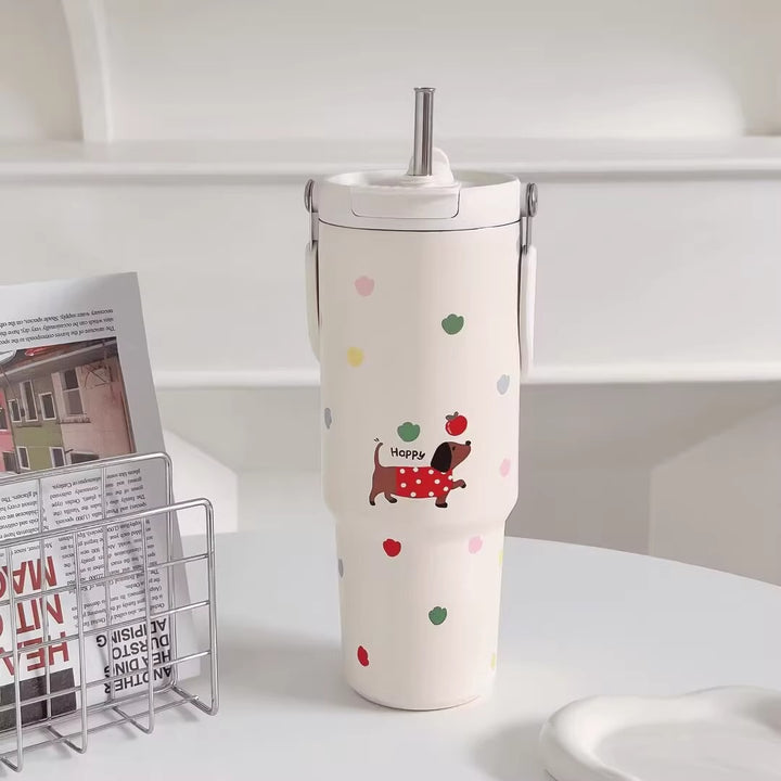 Ladies drinking cup with funny design and integrated straw Kalsten