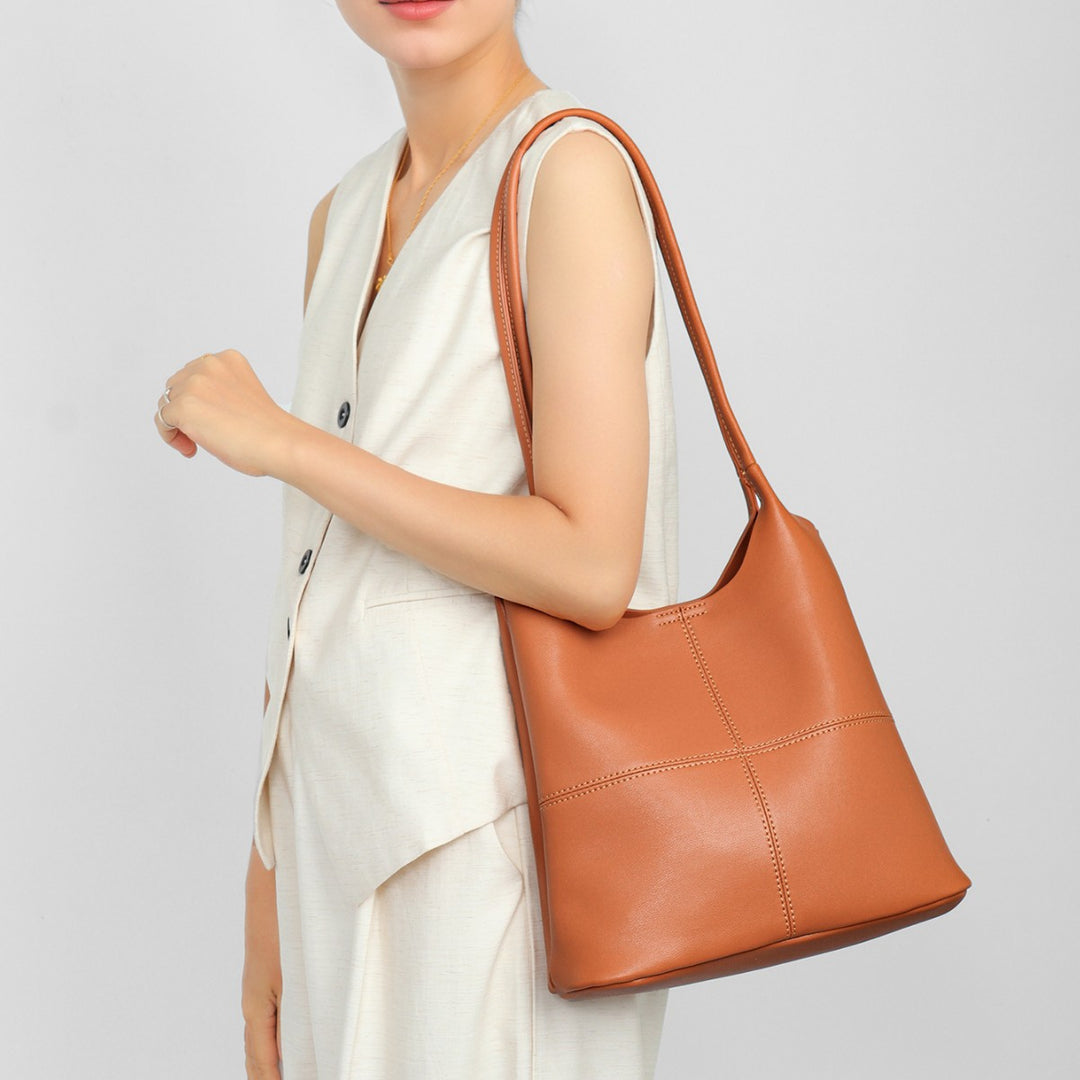 Sculpted Triangle-Base Shoulder Tote with Extended Dual Straps
