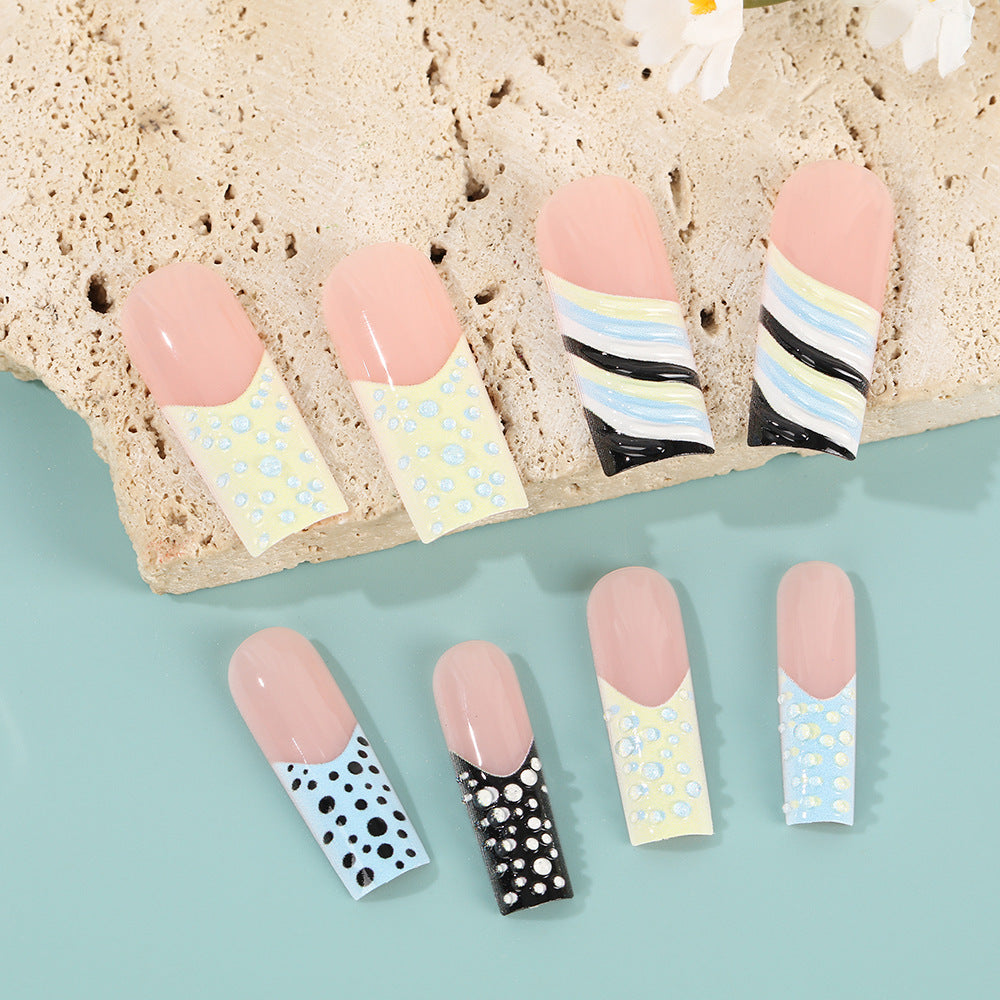 Artificial Nail Set with Stylish Geometric Designs Kalsten