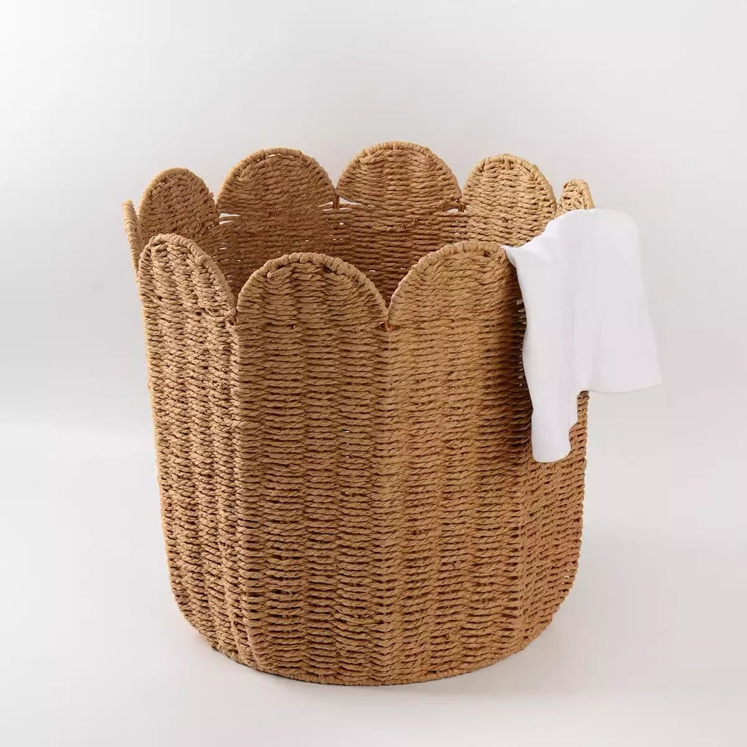 Woven Storage Basket with Decorative Scalloped Edge Kalsten