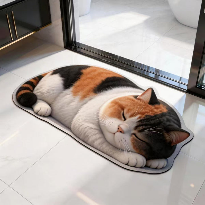 Cat-Shaped Plush Bath Mat