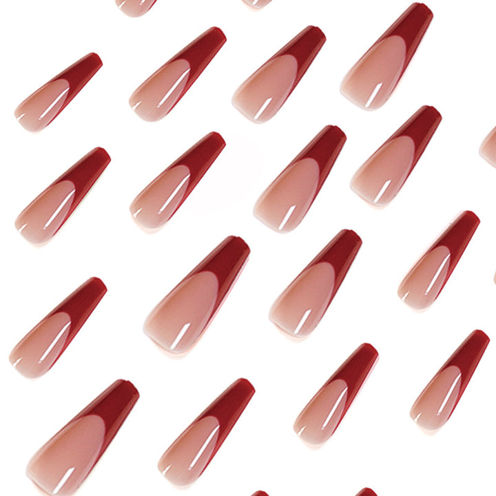 Elegant artificial nails with high-gloss finish and prominent French tip Kalsten