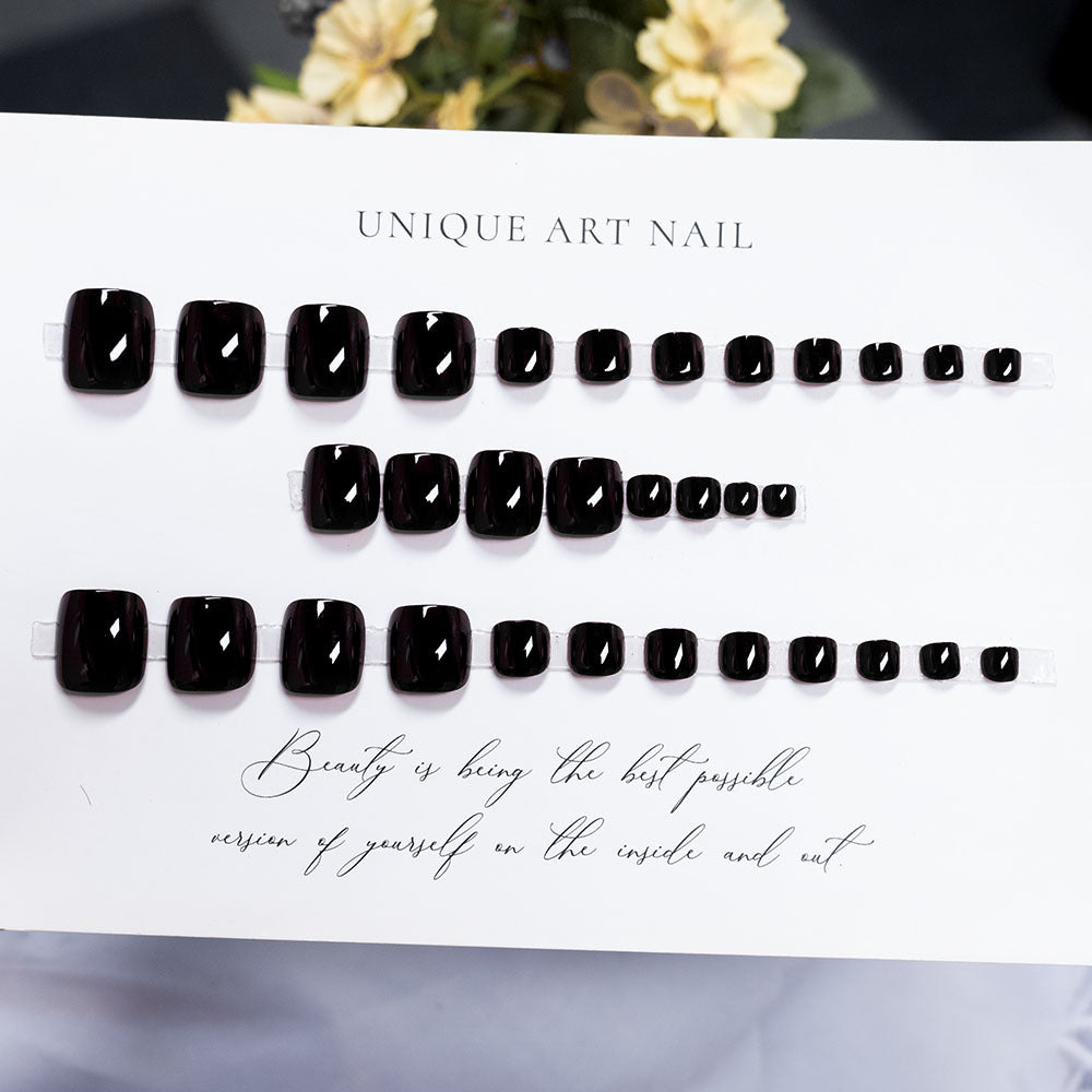 Glossy Black Toenail Art