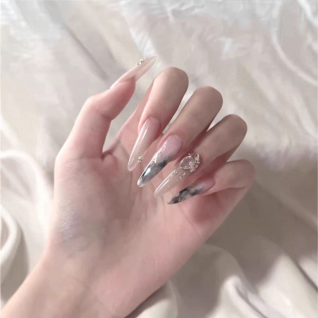 Premium Crystal-Accented Stiletto Nail Enhancements